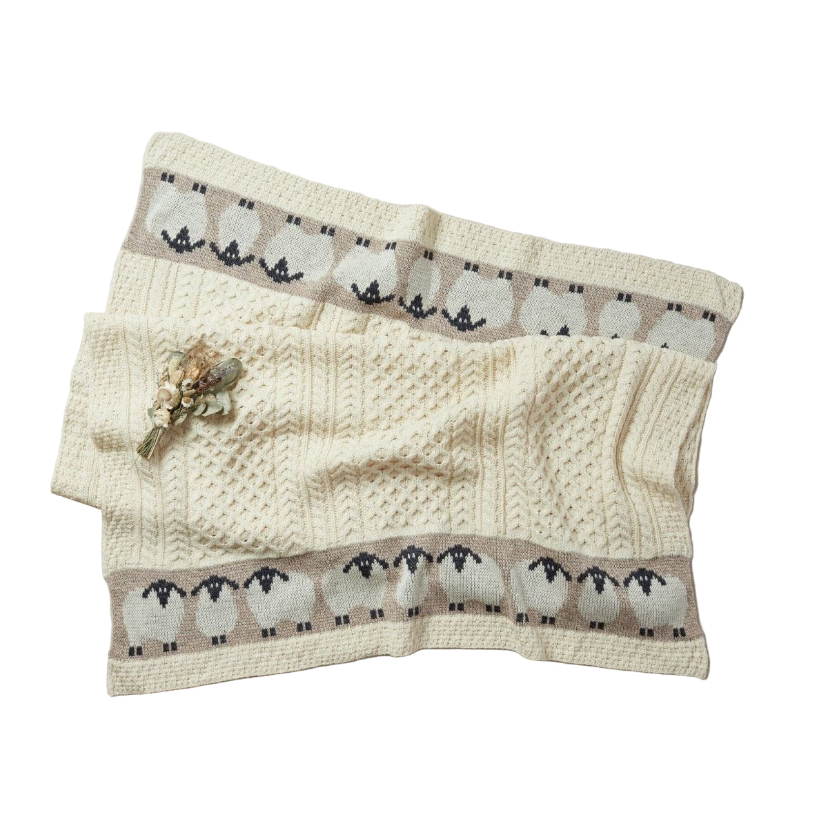 Merino Wool Sheep Throw - Oat/White - The Celtic Gift Store - Blankets and Bedding