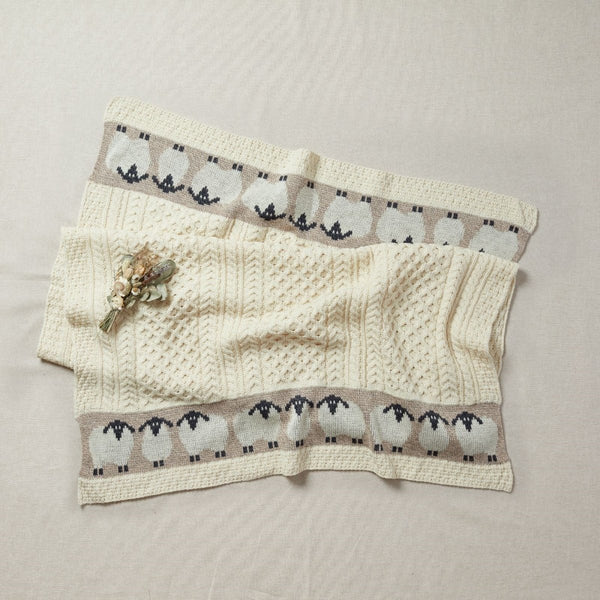 Merino Wool Sheep Throw - Oat/White - The Celtic Gift Store - Blankets and Bedding