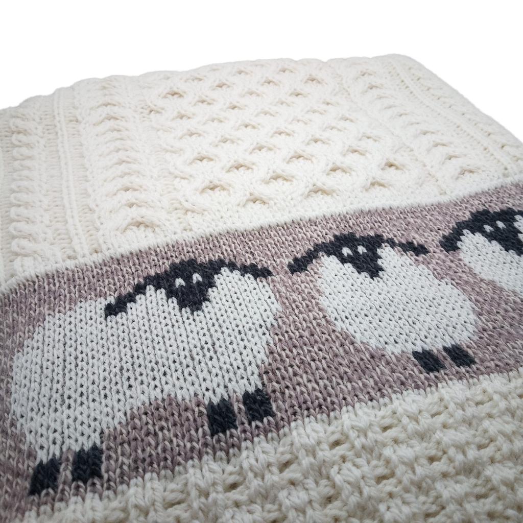 Merino Wool Sheep Throw- Oat/White