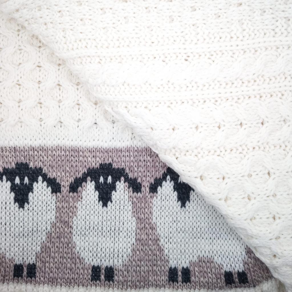 Merino Wool Sheep Throw- Oat/White