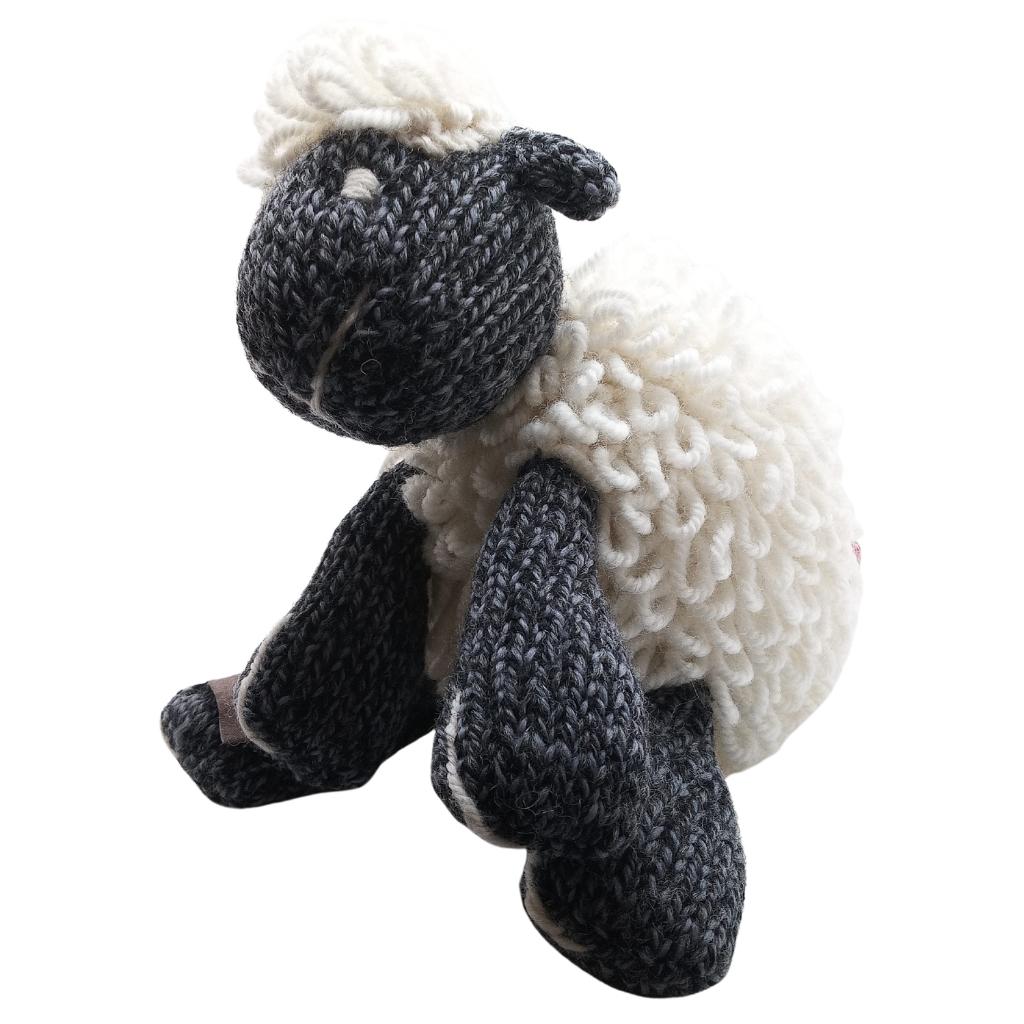 Merino Wool White and Charcoal Sheep Plush