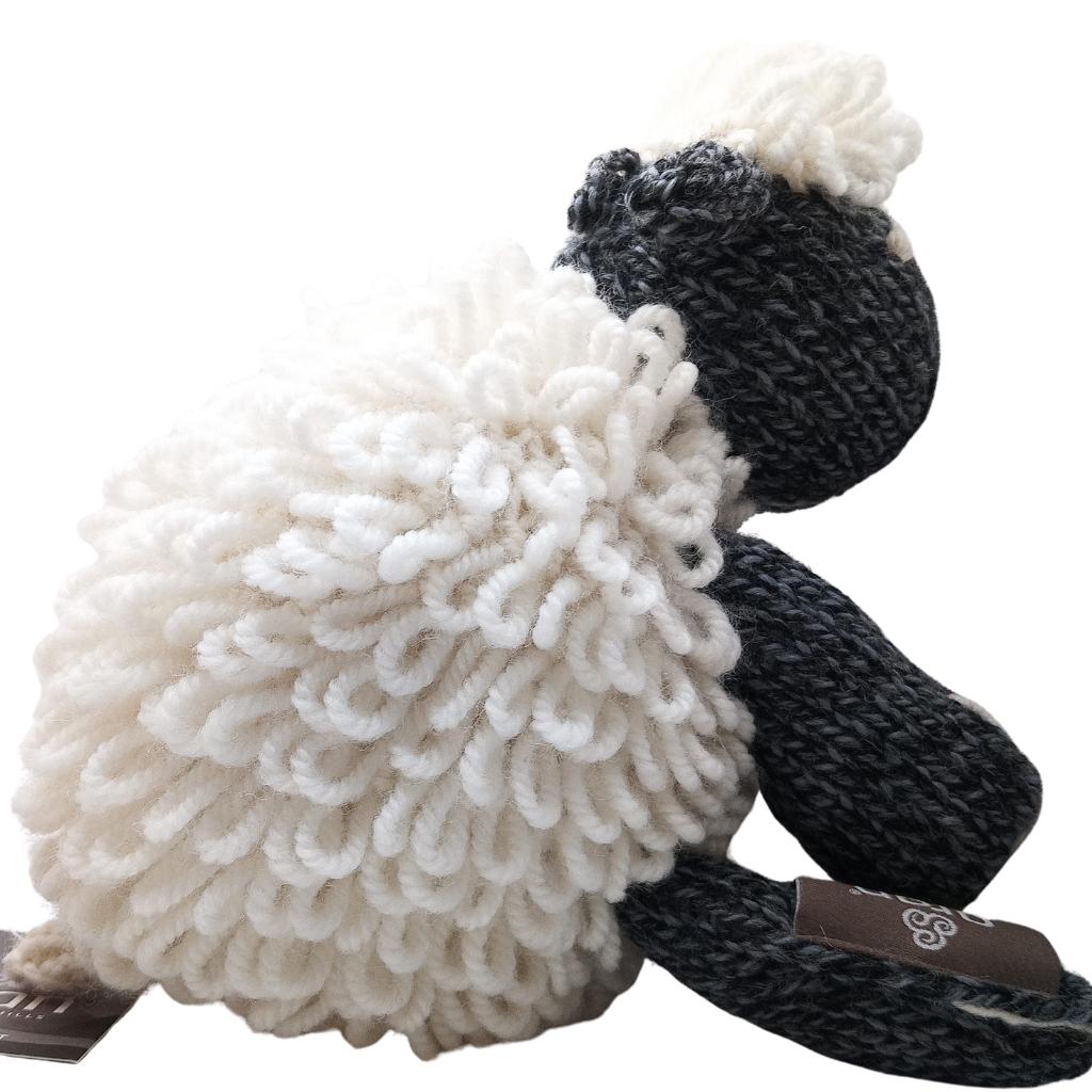 Merino Wool White and Charcoal Sheep Plush