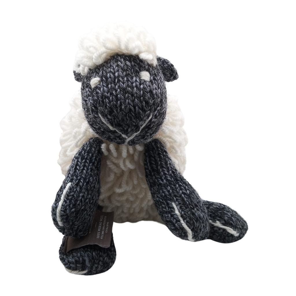 Merino Wool White and Charcoal Sheep Plush