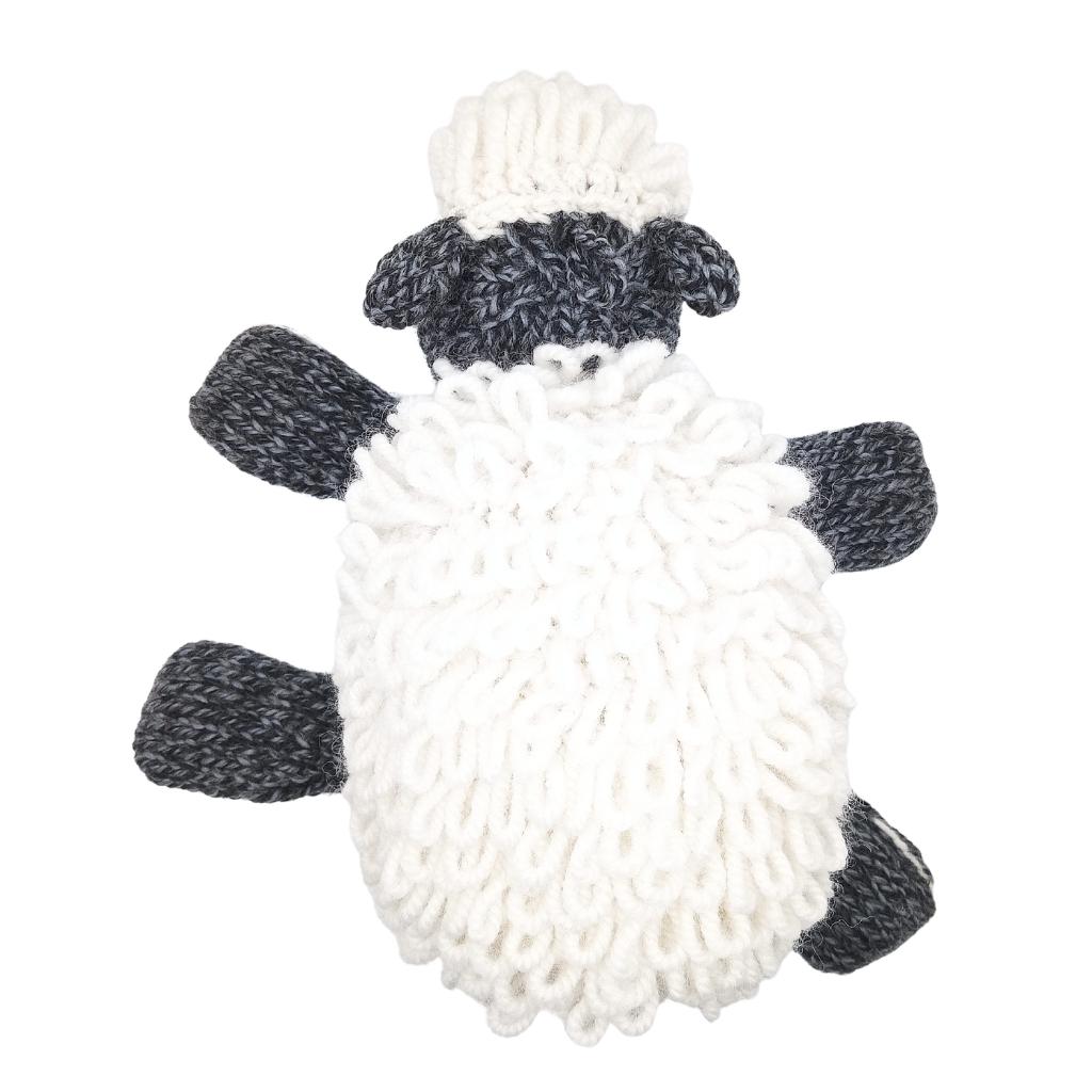 Merino Wool White and Charcoal Sheep Plush