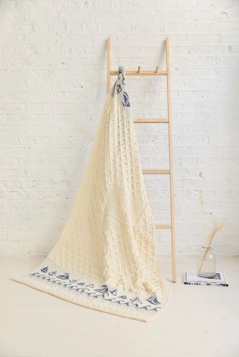 Merino Wool Wild Atlantic Throw - Cream - The Celtic Gift Store - Blankets and Bedding