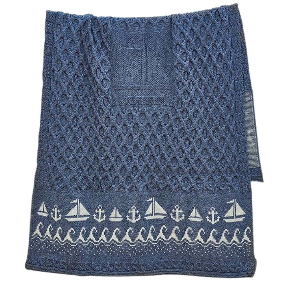 Merino Wool Wild Atlantic Throw - Denim Blue