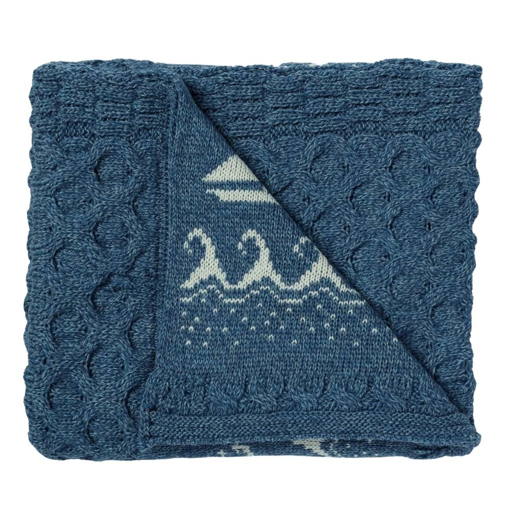 Merino Wool Wild Atlantic Throw - Denim Blue