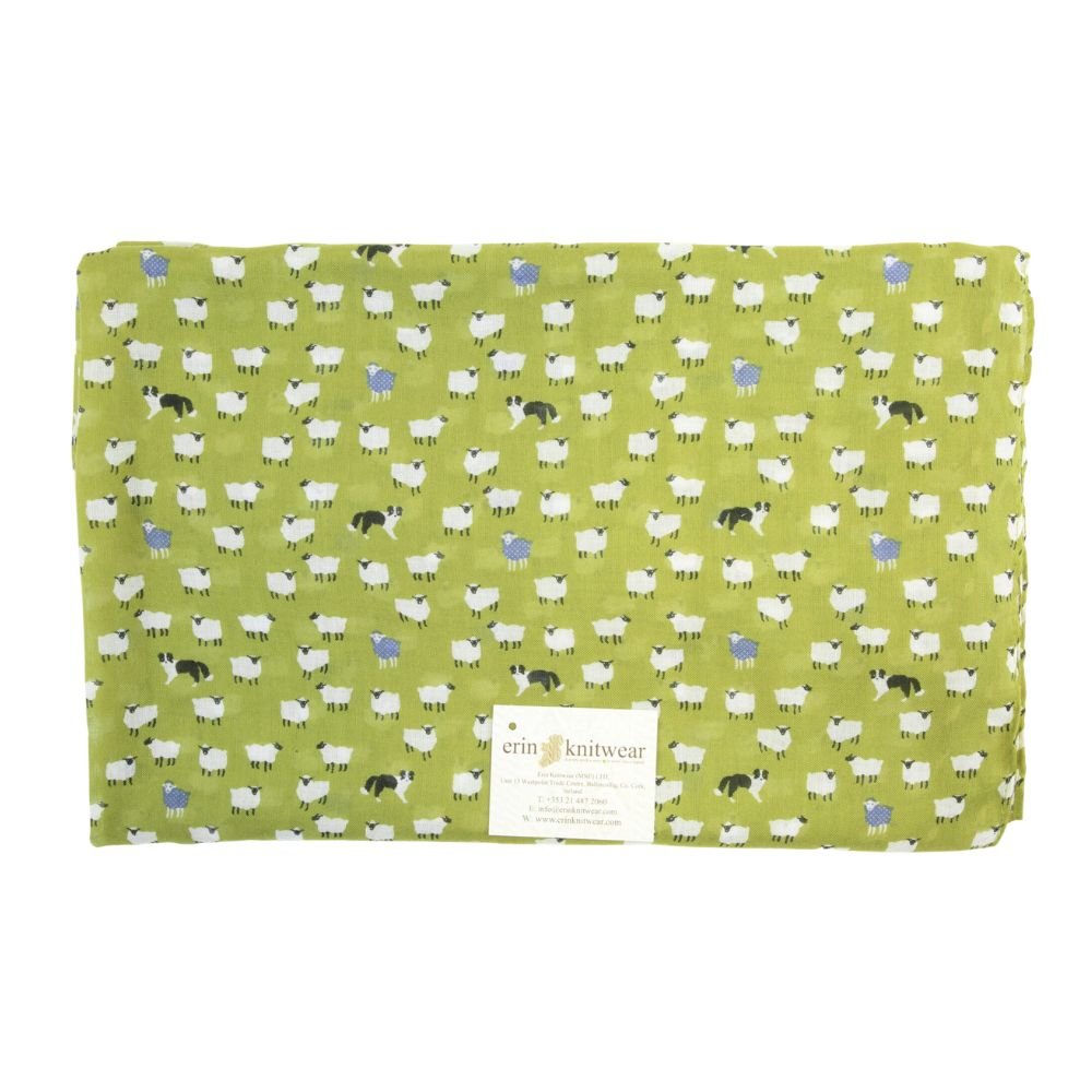 Mini Sheep And Dog Scarf - Green Apple - The Celtic Gift Store - Scarves
