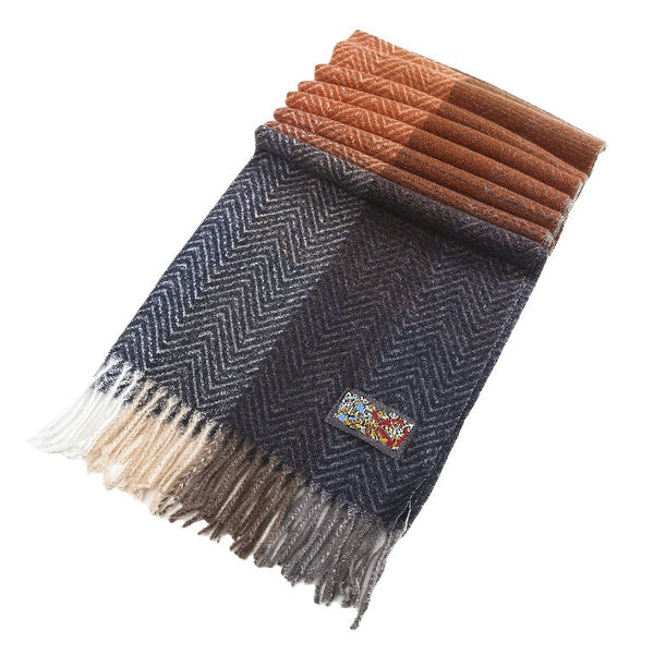 Modern Herringbone Scarf Black/Orange 70x180cm - The Celtic Gift Store - 