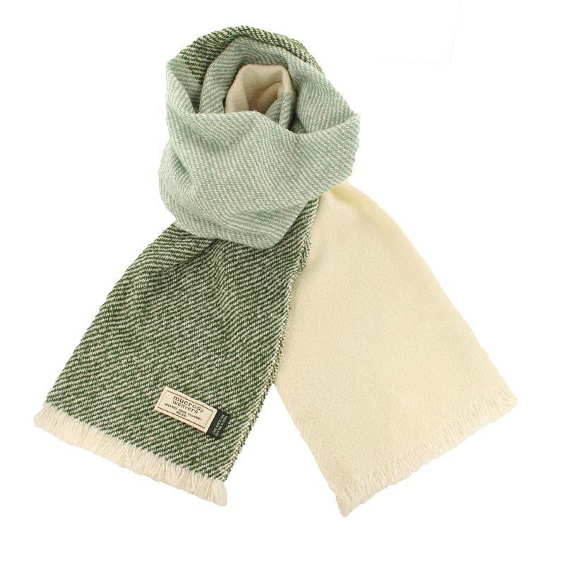 Mucros Merino Moose Scarf Pale Blue and Green - The Celtic Gift Store - 