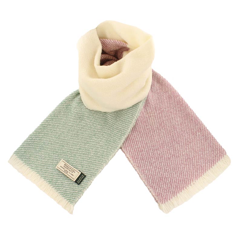 Mucros Merino Moose Scarf Pale Pink & Blue - The Celtic Gift Store - 