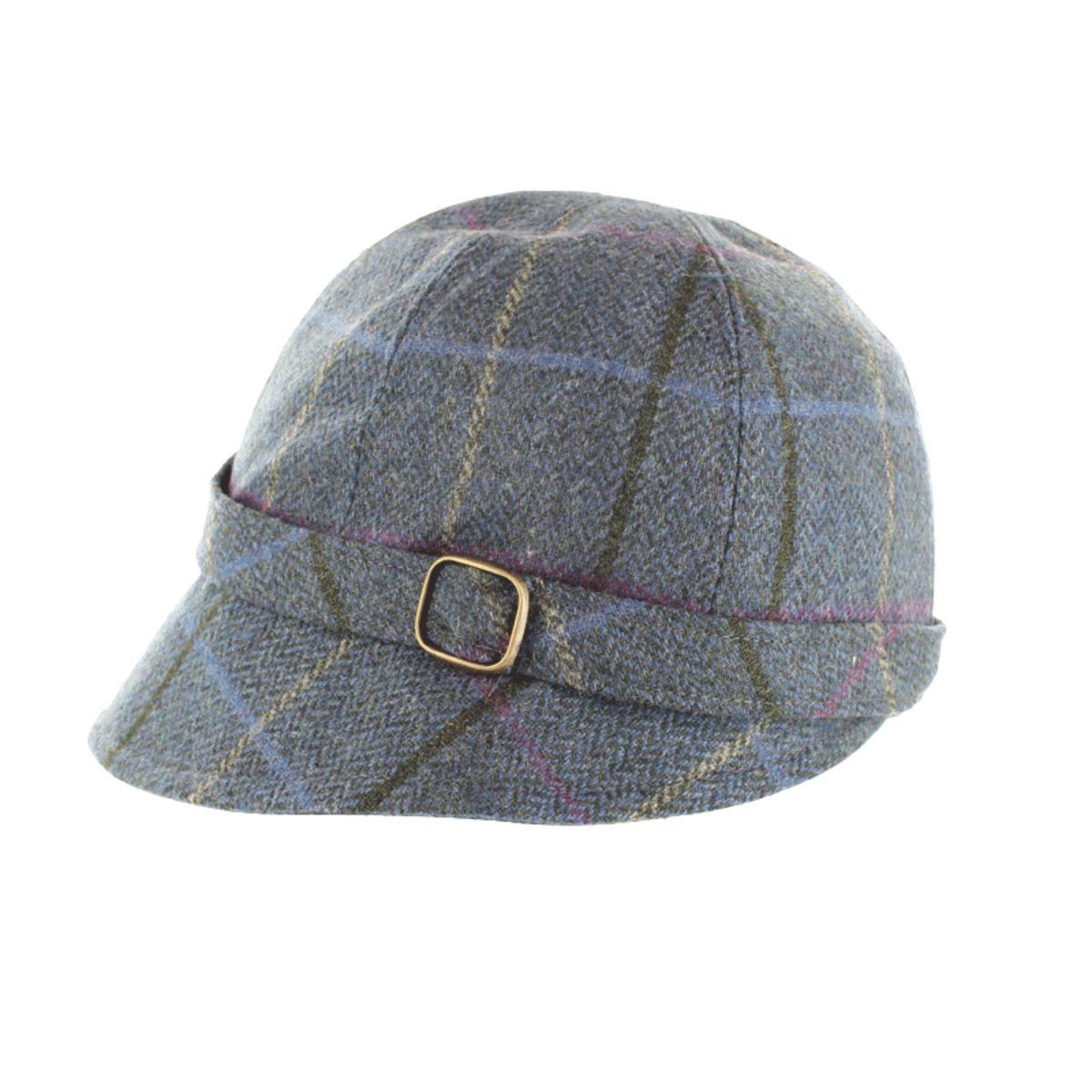Mucros Weaver Denim Blue Check Tweed Flapper Cap 80