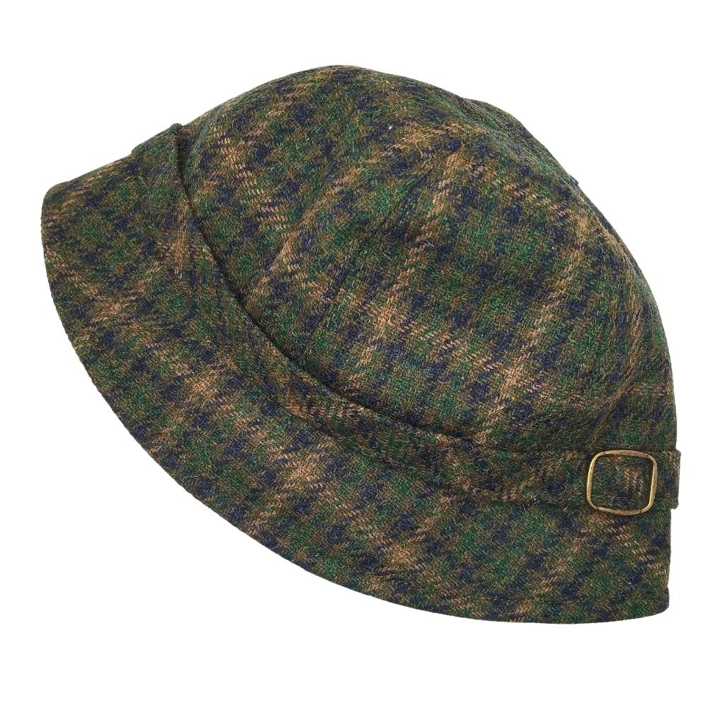 Mucros Weaver Green and Blue Check Tweed Flapper Cap 37 by Mucros Weavers - Hats