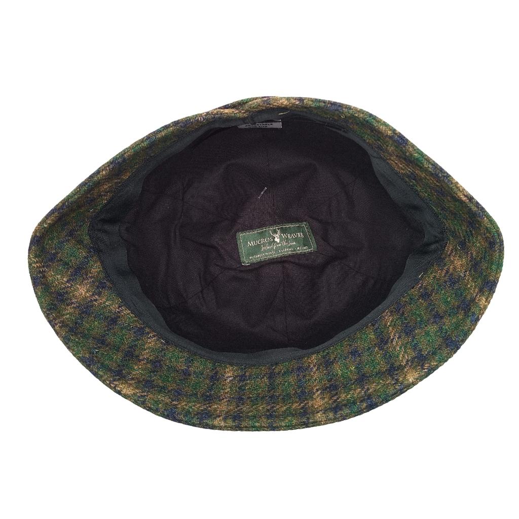 Mucros Weaver Green and Blue Check Tweed Flapper Cap 37 by Mucros Weavers - Hats