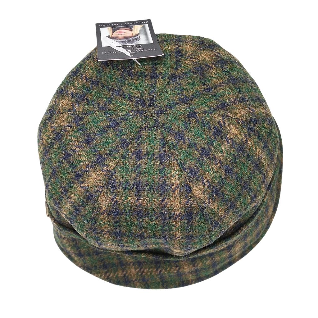 Mucros Weaver Green and Blue Check Tweed Flapper Cap 37 by Mucros Weavers - Hats
