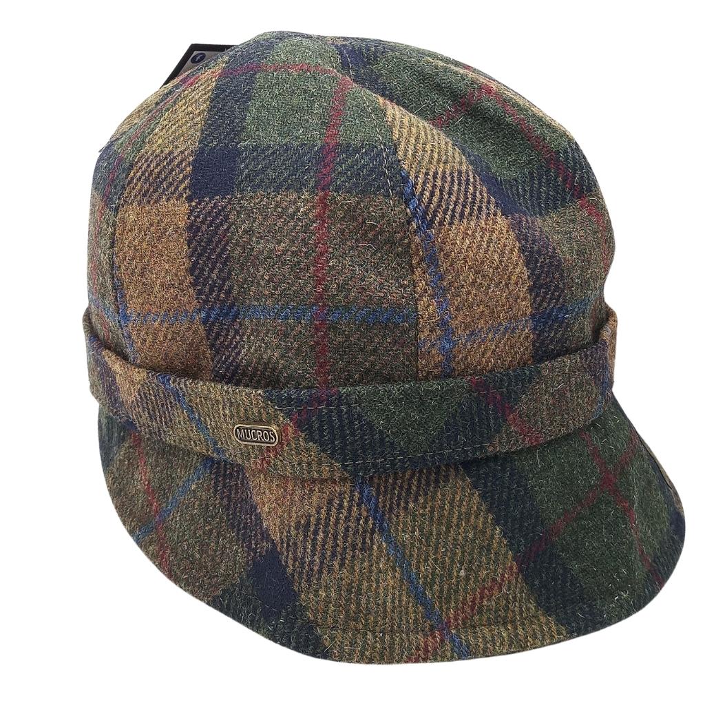 Mucros Weaver Green and Brown Tweed Flapper Cap 35 by Mucros Weavers - Hats