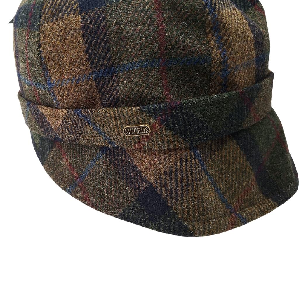 Mucros Weaver Green and Brown Tweed Flapper Cap 35 by Mucros Weavers - Hats