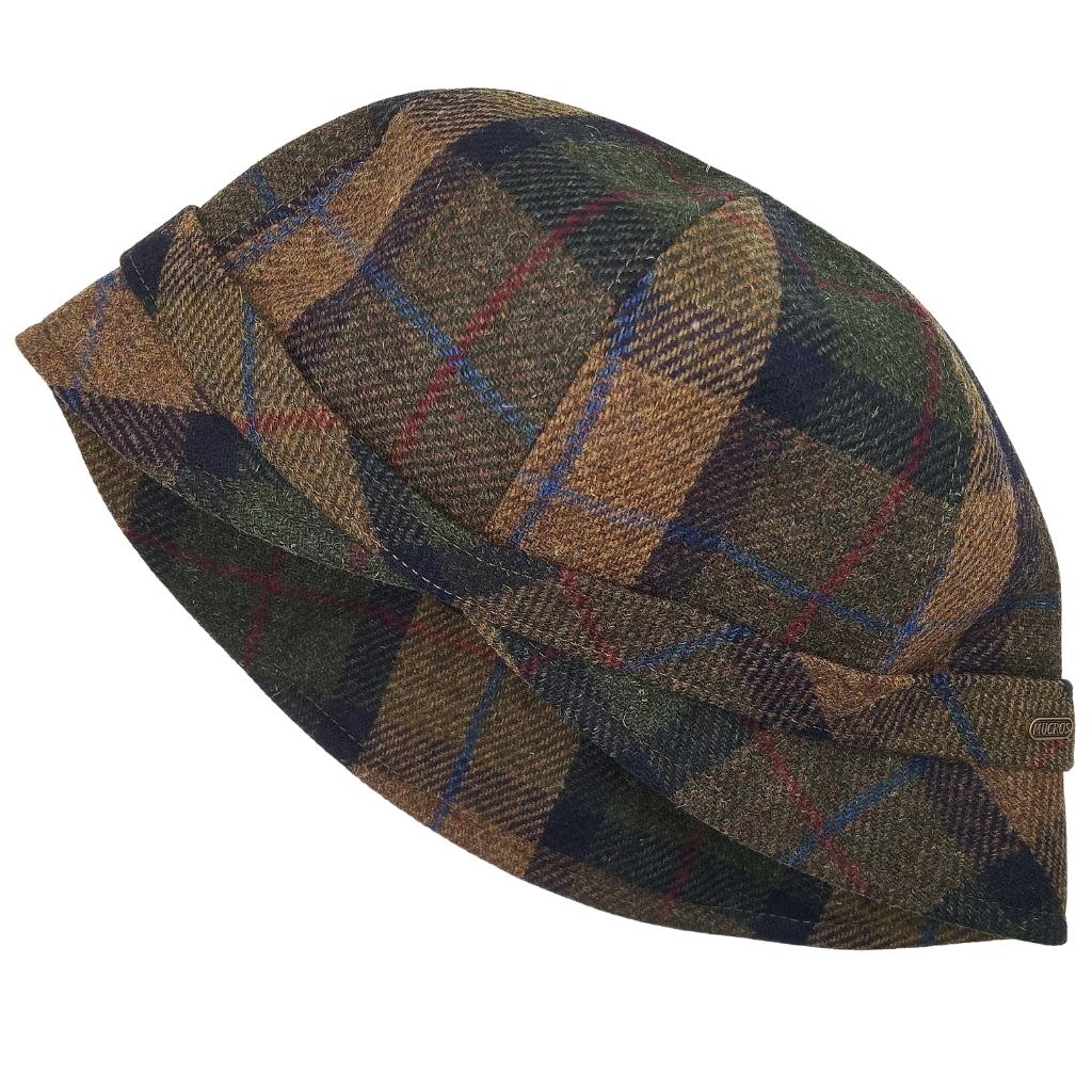 Mucros Weaver Green and Brown Tweed Flapper Cap 35 by Mucros Weavers - Hats