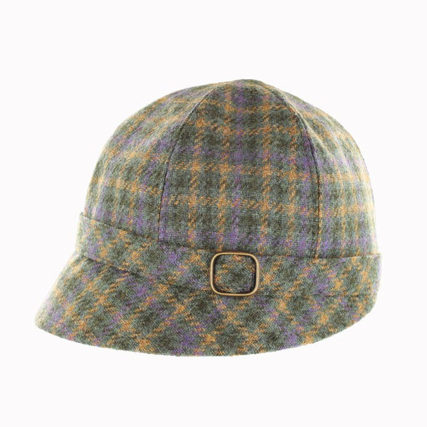 Mucros Weaver Yellow and Purple Check Tweed Flapper Cap 471 - The Celtic Gift Store - Hats