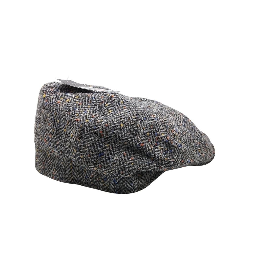 Mucros Weavers Black and White Herringbone Tweed Driving Cap 1 by Mucros Weavers - Hats