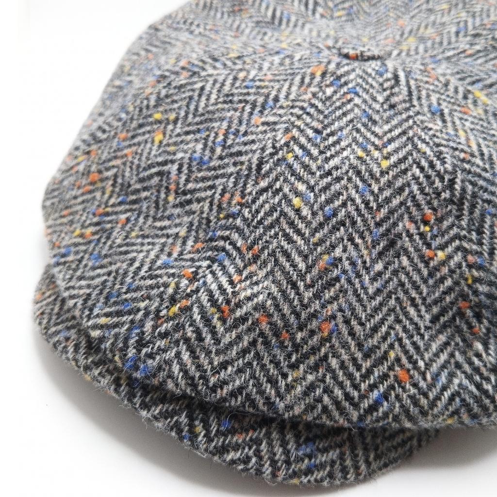 Mucros Weavers Black and White Herringbone Tweed Driving Cap 1 by Mucros Weavers - Hats