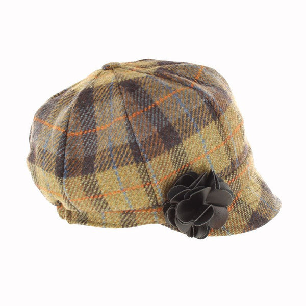Mucros Weavers Brown and Cream Tartan Tweed Newsboy Cap - 41 - The Celtic Gift Store - Hats