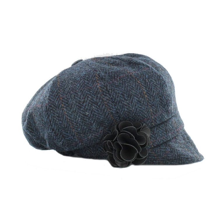 Mucros Weavers Dark Blue Check Tweed Newsboy Cap - 34 - The Celtic Gift Store - Hats