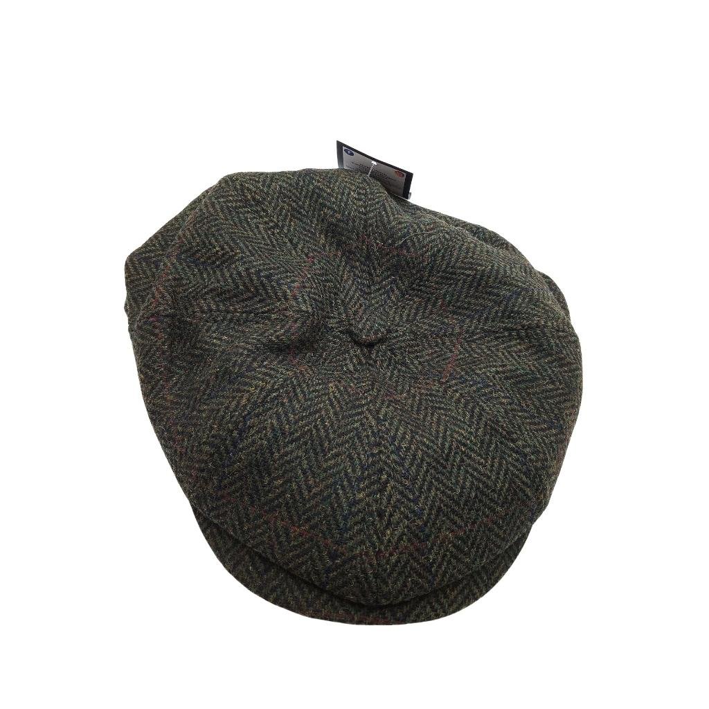 Mucros Weavers Dark Green Herringbone Tweed Driving Cap 27 by Mucros Weavers - Hats