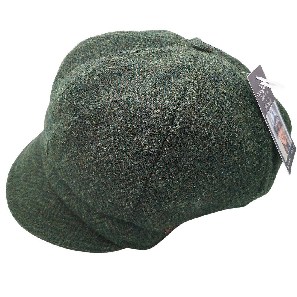 Mucros Weavers Dark Green Herringbone Tweed Newsboy Cap- 70 by Mucros Weavers - Hats
