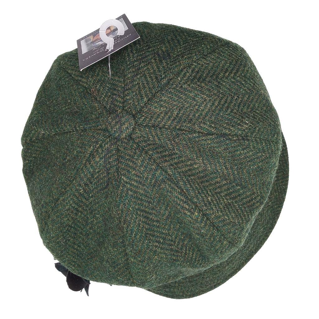 Mucros Weavers Dark Green Herringbone Tweed Newsboy Cap- 70 by Mucros Weavers - Hats