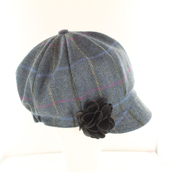 Mucros Weavers Denim Blue Check Tweed Newsboy Cap - 80 - The Celtic Gift Store - Hats