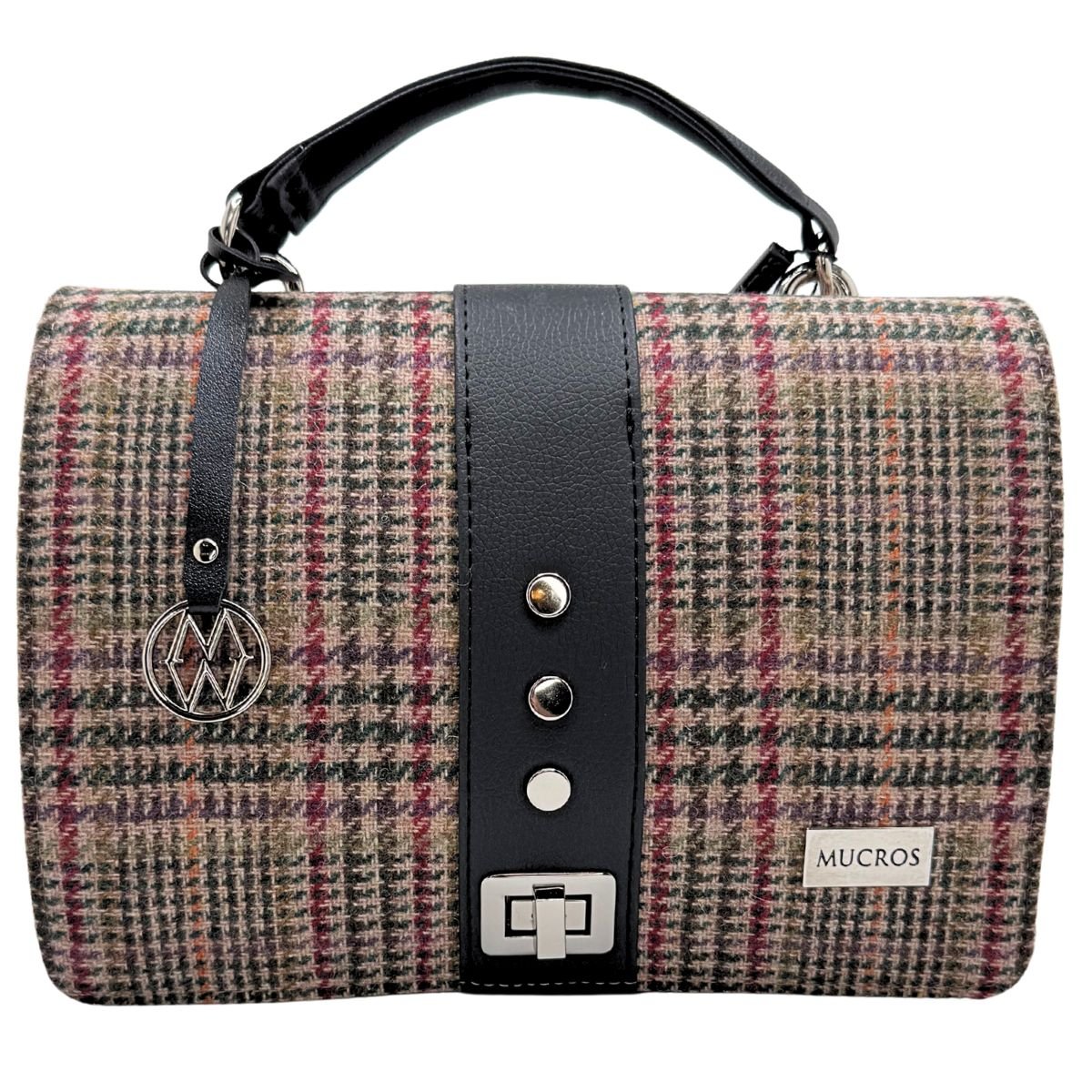 Mucros Weavers Fiona Bag - Cream and Red Houndstooth