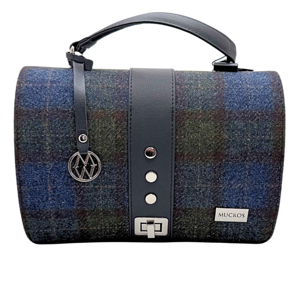 Mucros Weavers Fiona Bag - Dark Green and Navy Plaid