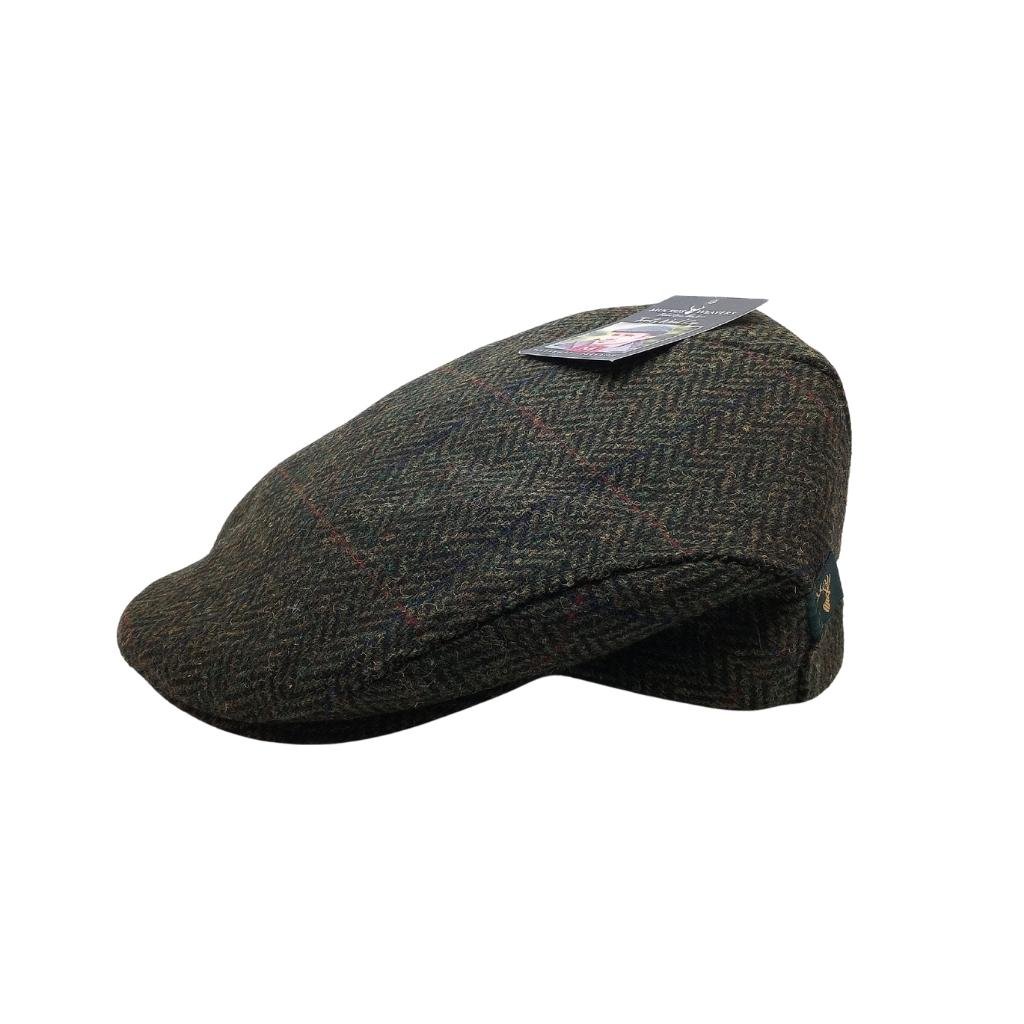 Mucros Weavers Green Herringbone Tweed Flat Cap 27 by Mucros Weavers - Hats