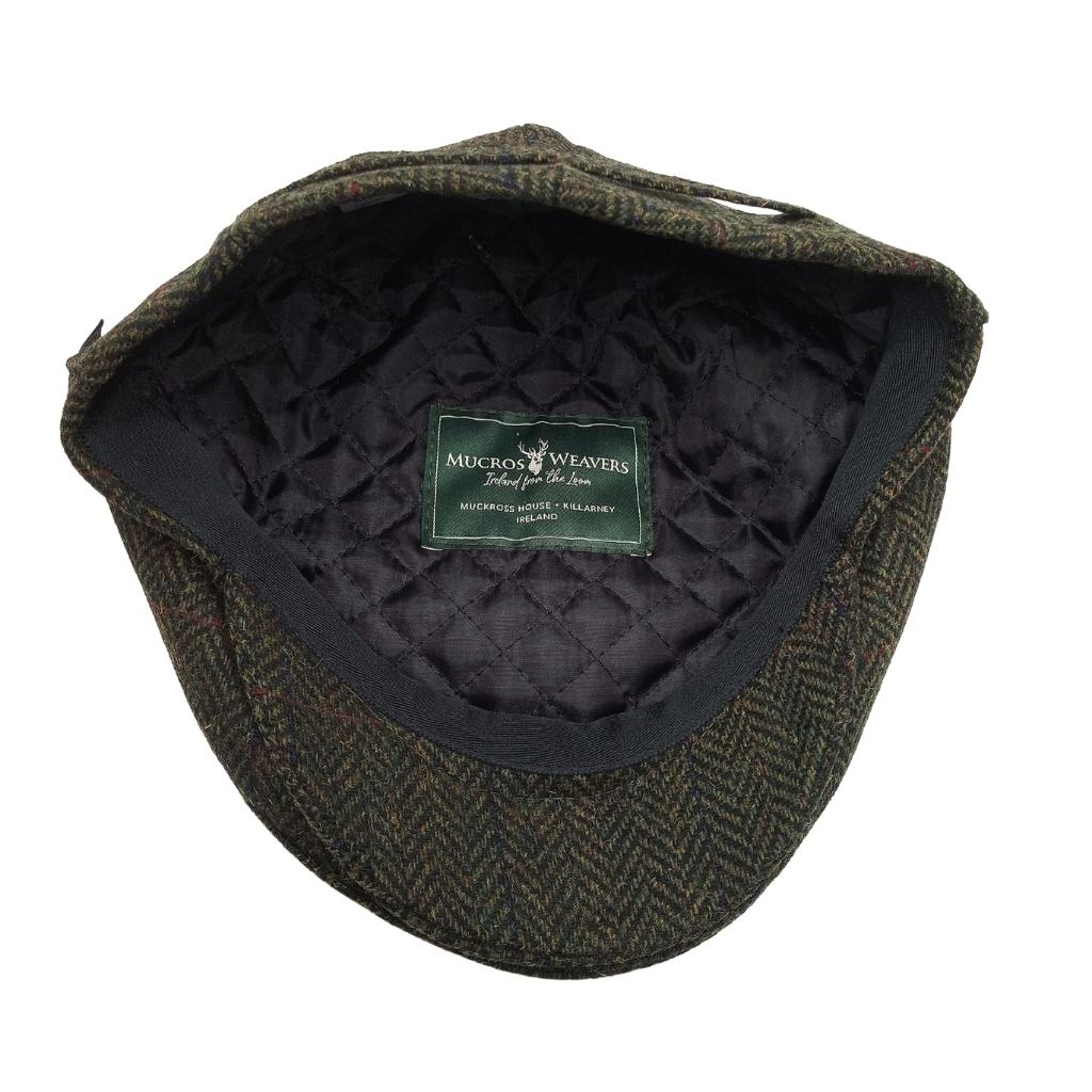 Mucros Weavers Green Herringbone Tweed Flat Cap 27 by Mucros Weavers - Hats
