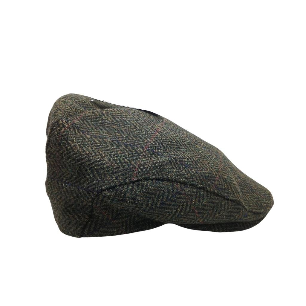 Mucros Weavers Green Herringbone Tweed Flat Cap 27 by Mucros Weavers - Hats