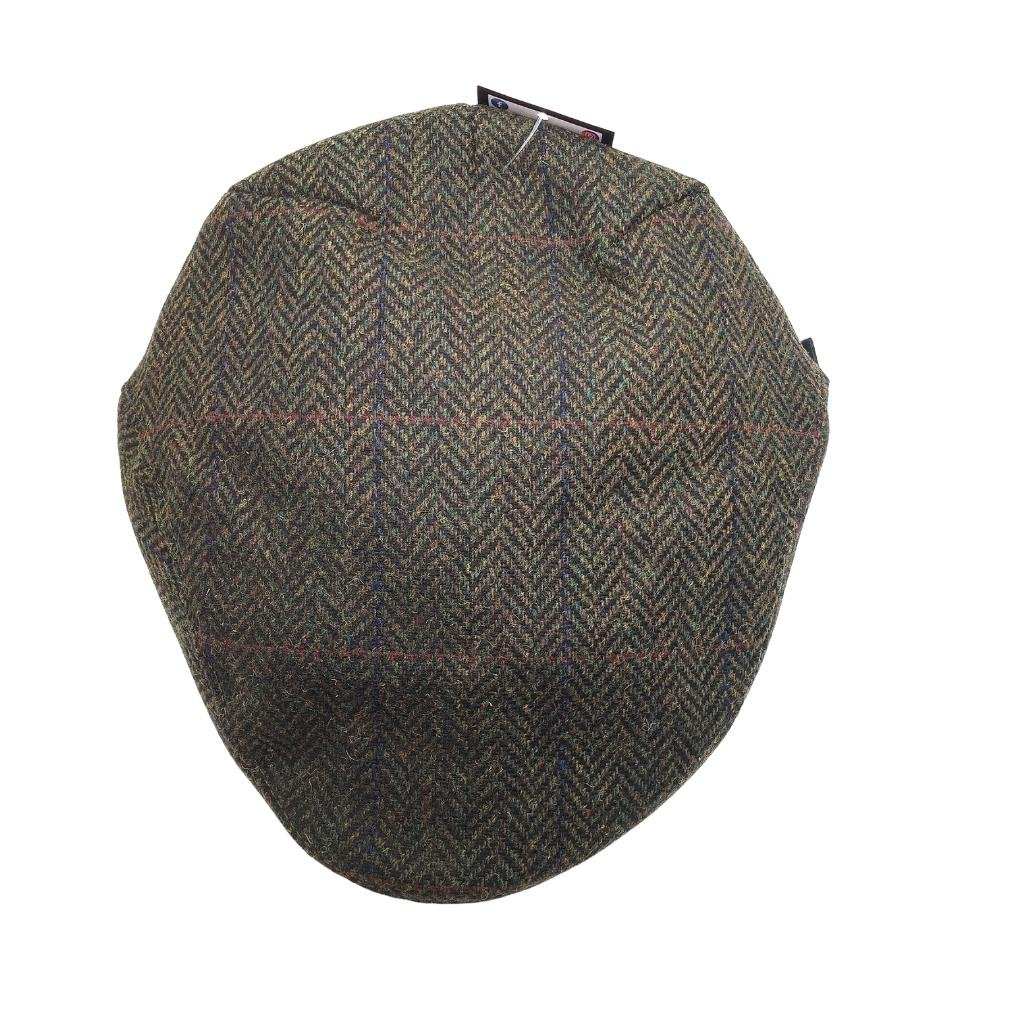 Mucros Weavers Green Herringbone Tweed Flat Cap 27 by Mucros Weavers - Hats