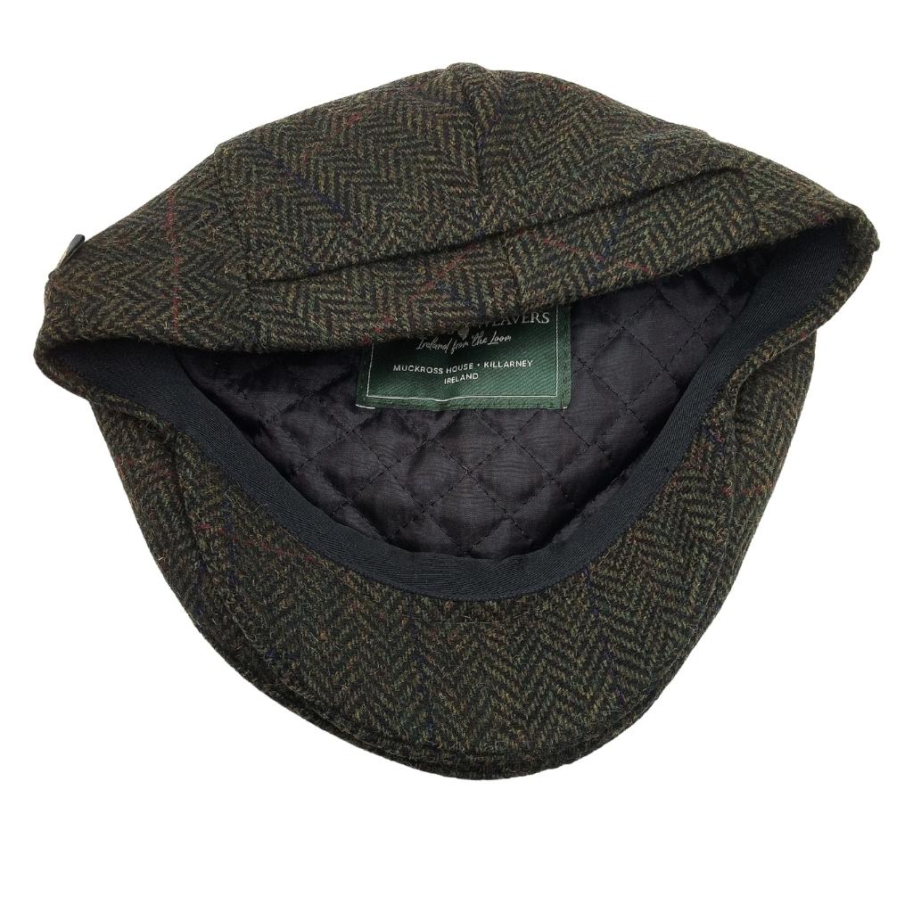 Mucros Weavers Green Herringbone Tweed Flat Cap 27 by Mucros Weavers - Hats