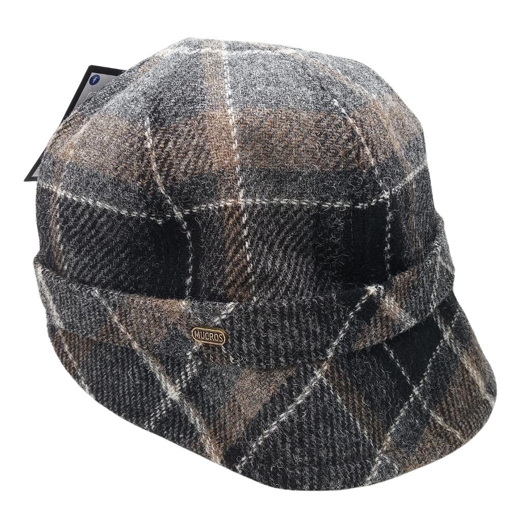 Mucros Weavers Multi Brown Tartan Tweed Flapper Cap 21 by Mucros Weavers - Hats