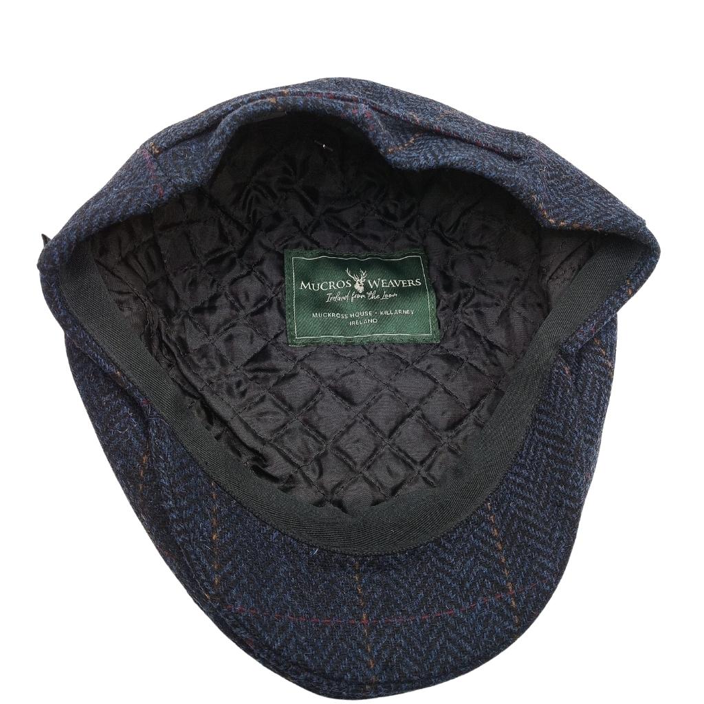 Mucros Weavers Navy Blue Herringbone Tweed Flat Cap 34 by Mucros Weavers - Hats
