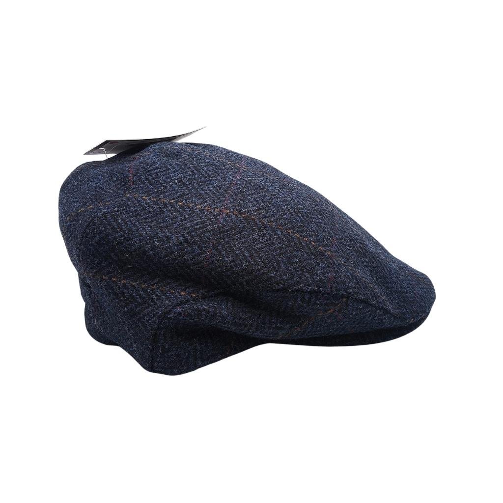 Mucros Weavers Navy Blue Herringbone Tweed Flat Cap 34 by Mucros Weavers - Hats