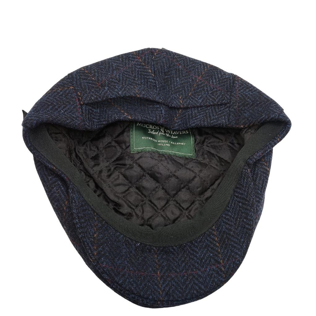 Mucros Weavers Navy Blue Herringbone Tweed Flat Cap 34 by Mucros Weavers - Hats