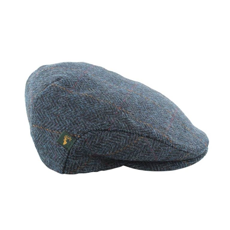 Mucros Weavers Navy Blue Herringbone Tweed Flat Cap 34 - The Celtic Gift Store - Hats