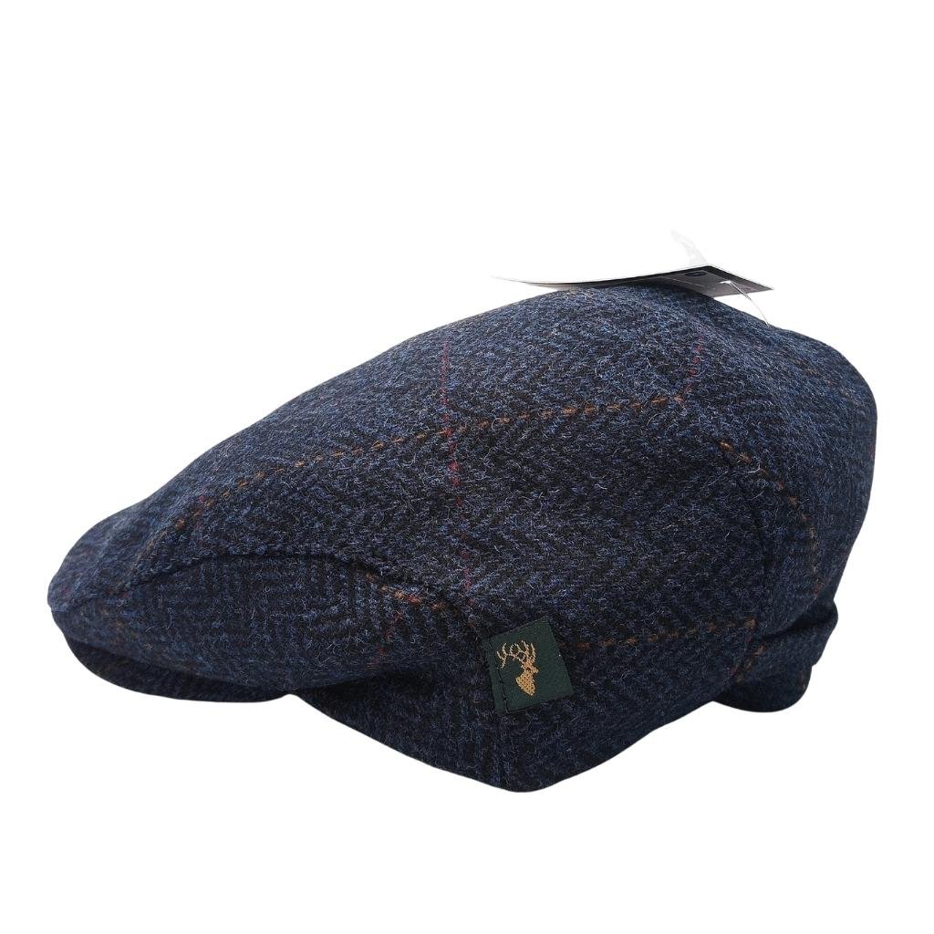 Mucros Weavers Navy Blue Herringbone Tweed Flat Cap 34 by Mucros Weavers - Hats