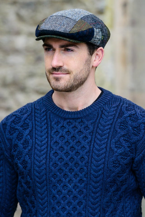 Mucros Weavers Patchwork Cap A - Grey Tone Base - The Celtic Gift Store - Hats