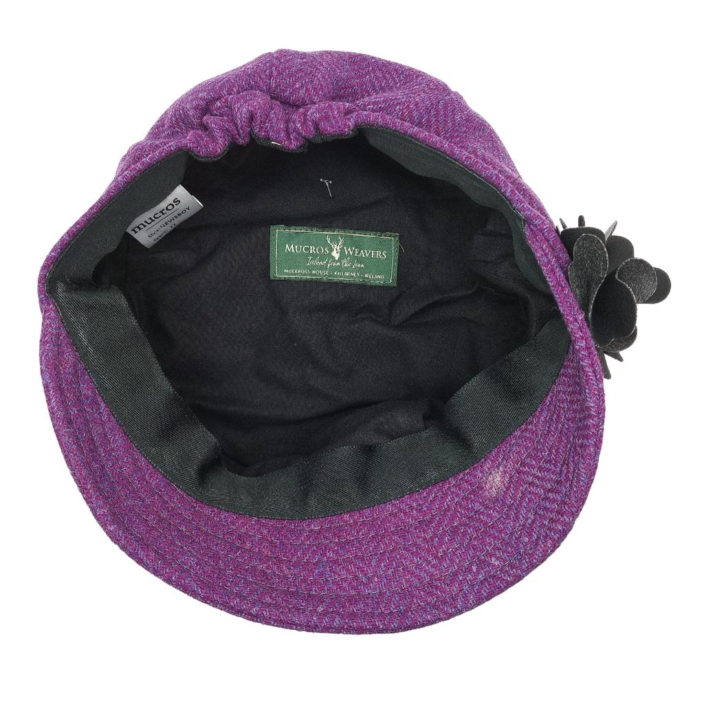 Mucros Weavers Purple and Blue Herringbone Tweed Newsboy Cap- 72 by Mucros Weavers - Hats