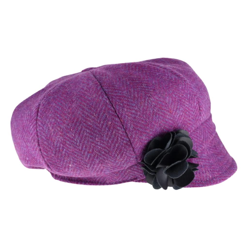 Mucros Weavers Purple and Blue Herringbone Tweed Newsboy Cap- 72