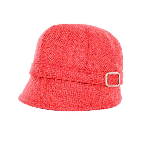 Mucros Weavers Red Herringbone Tweed Flapper Cap 215 - The Celtic Gift Store - Hats