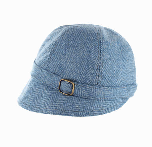 Mucros Weavers Sky Blue Herringbone Tweed Flapper Cap 64 - The Celtic Gift Store - Hats