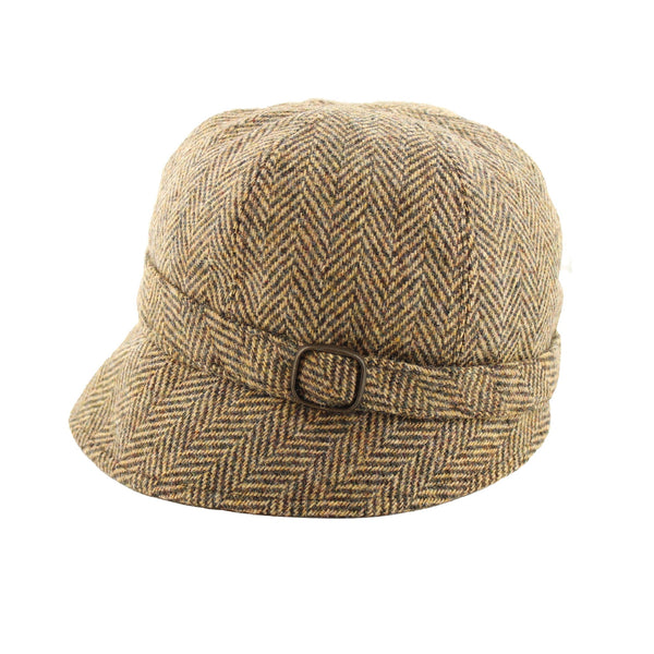 Mucros Weavers Tan Herringbone Tweed Flapper Cap 224 - The Celtic Gift Store - Hats